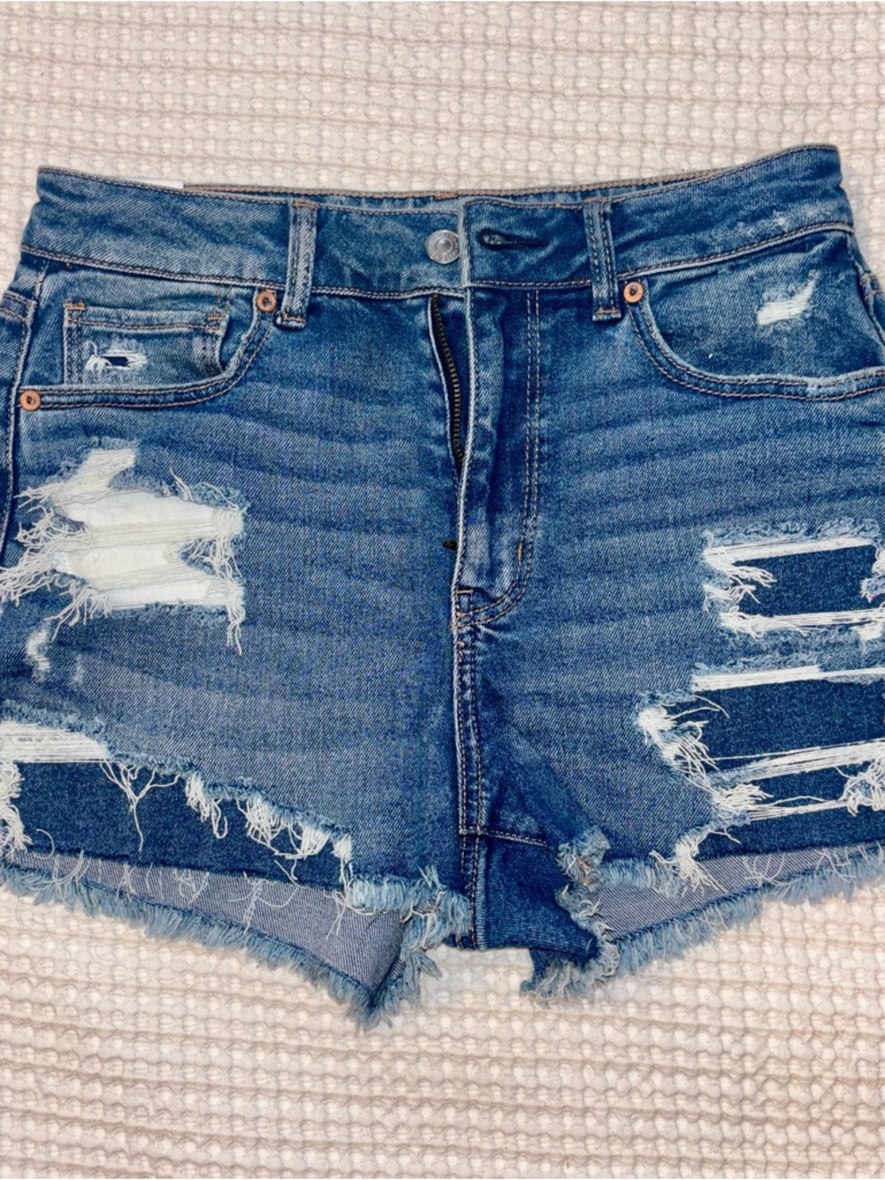 American Eagle Outfitters Blue Distressed Denim Cutoff Shorts